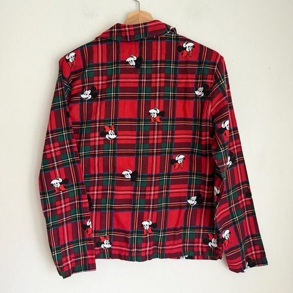 Disney x Old Navy Mickey Mouse and Minnie Plaid 100% Cotton Pajamas in Red - Picture 5 of 9